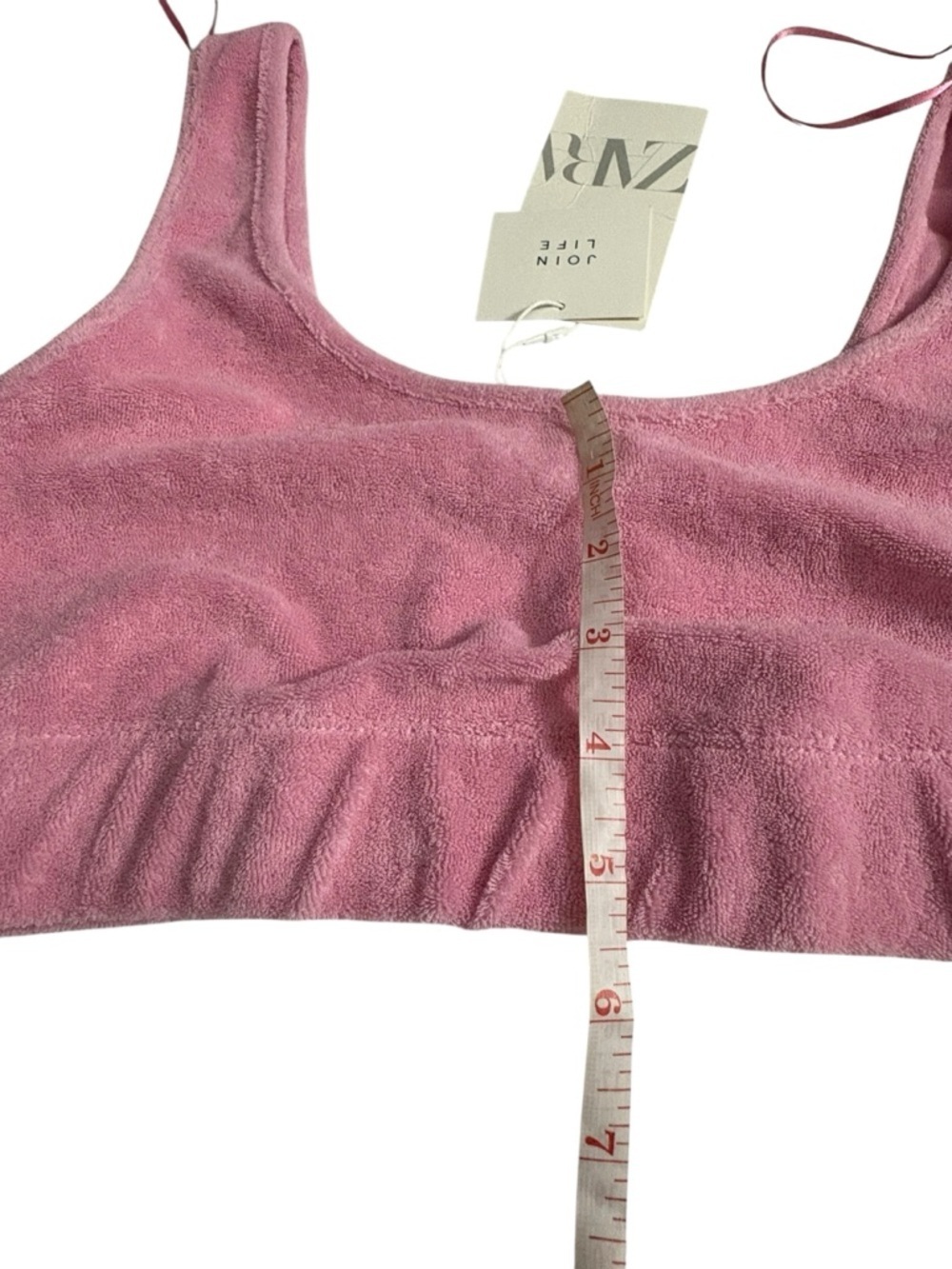 ZARA Pink Terry Bralette — Soft Stretch Tank Style. Size M. New - Picture 7 of 11